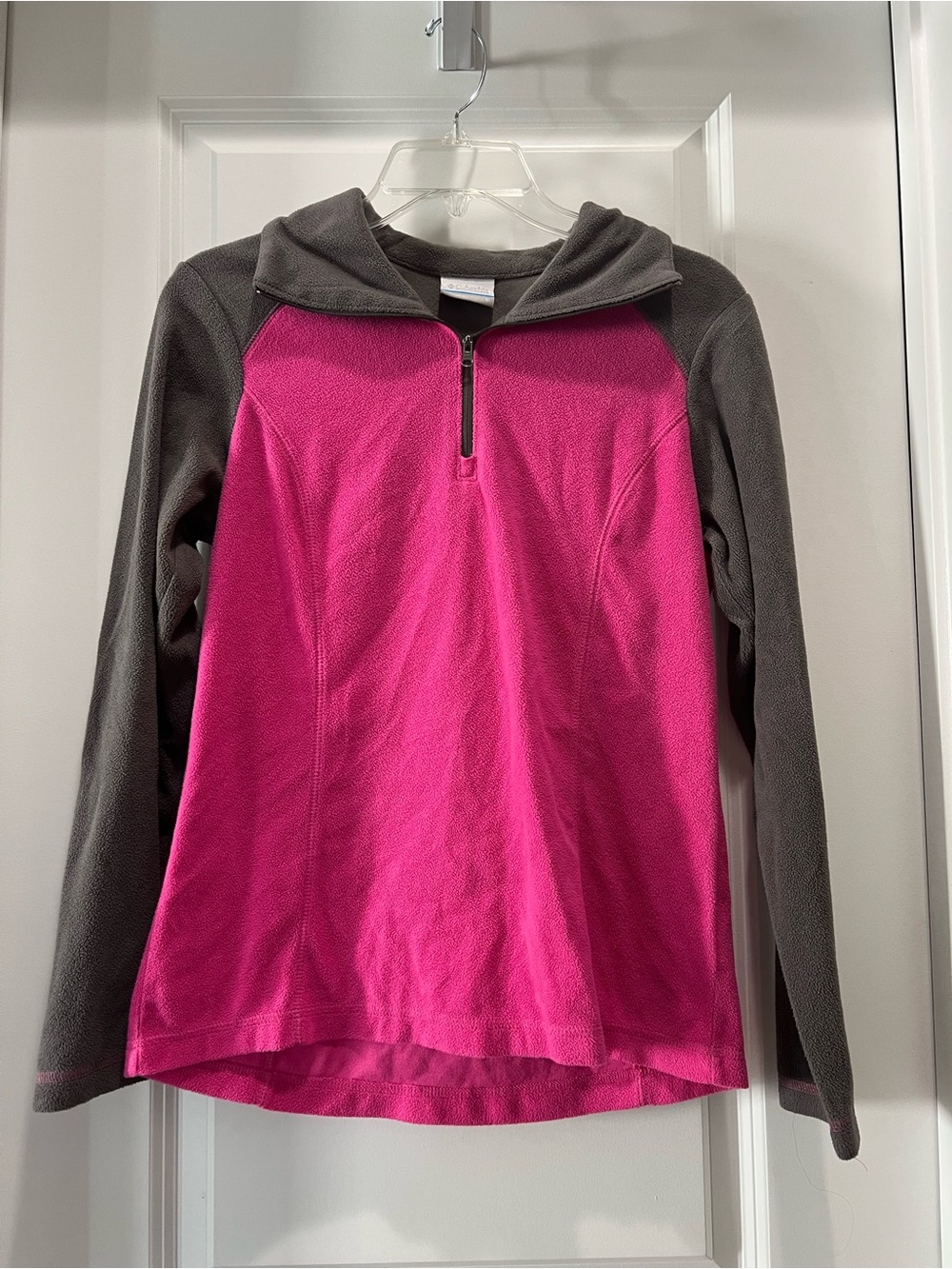 Pink and Gray Half-Zip Fleece Pullover